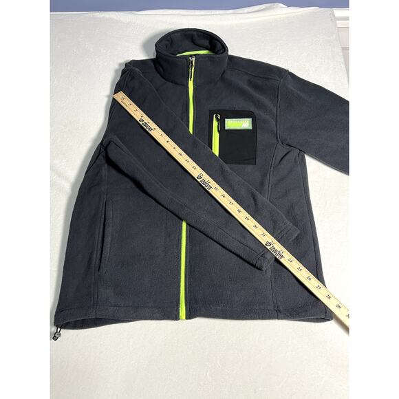 NWT New Balance Men's Fleece Full Zip Jacket Zip Dark Gray Yellow Size Large - Picture 7 of 7